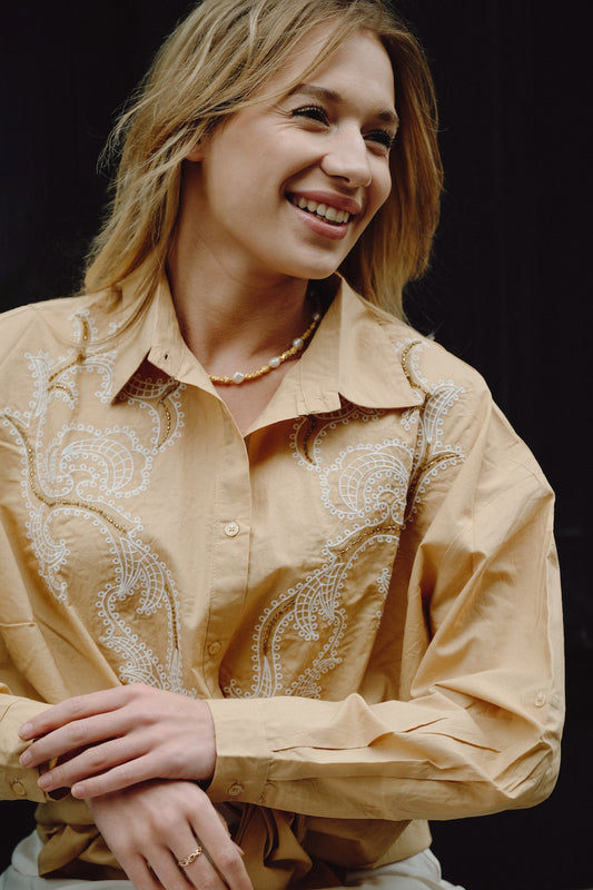 SIMONET EMBROIDERED SHIRT WITH PRINTED